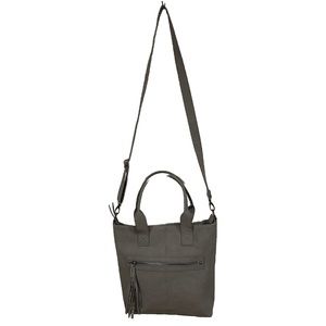 Womens Shoulder Bag Tote Handbag Purse Gray Silver Hardware Fringe Tassel